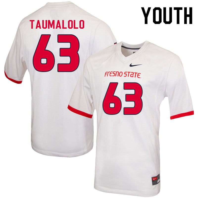 Youth #63 Daniel Taumalolo Fresno State Bulldogs College Football Jerseys Sale-White